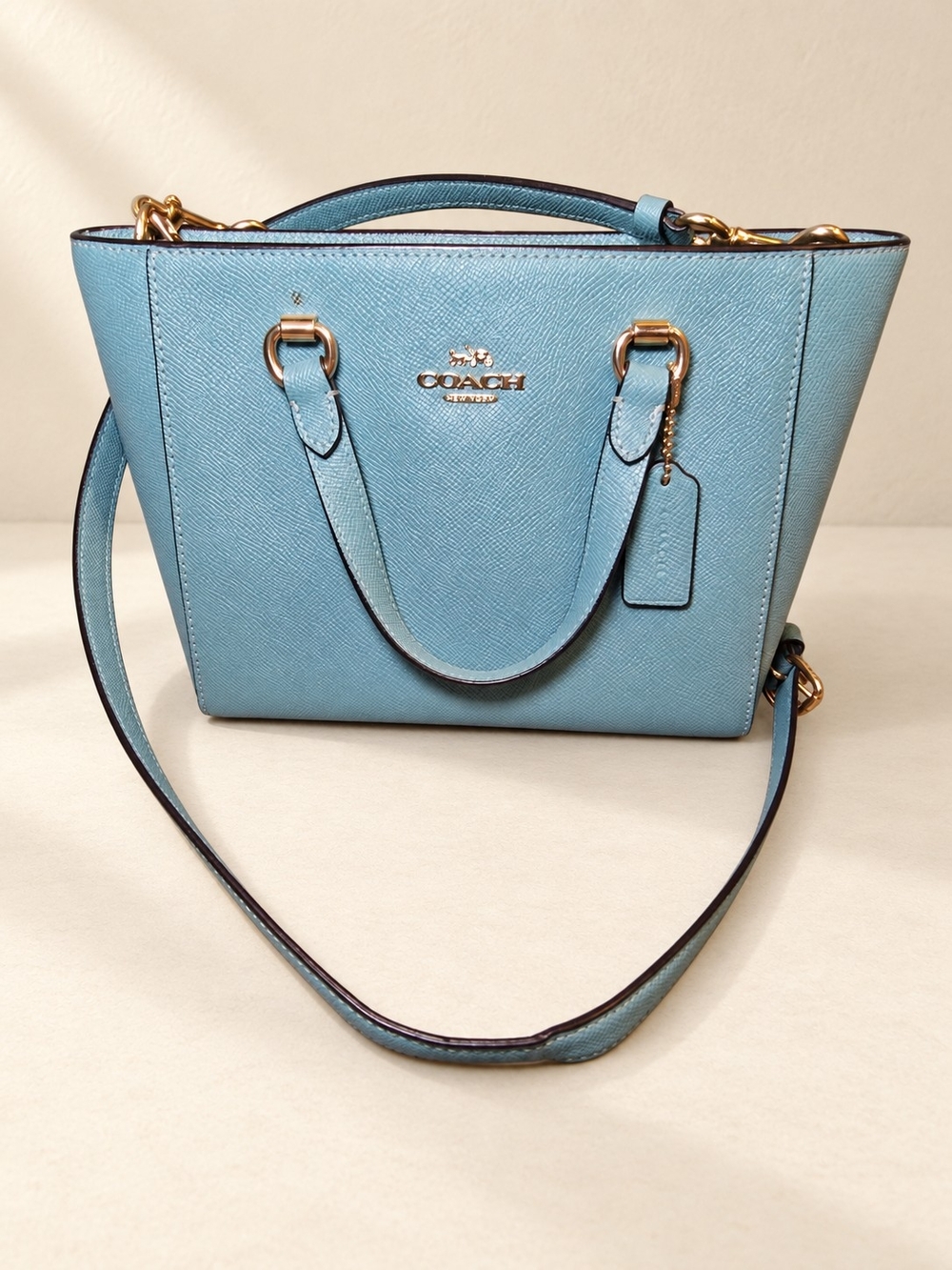 Coach Alice Satchel CA224 Marine Blue Crossgrain Leather